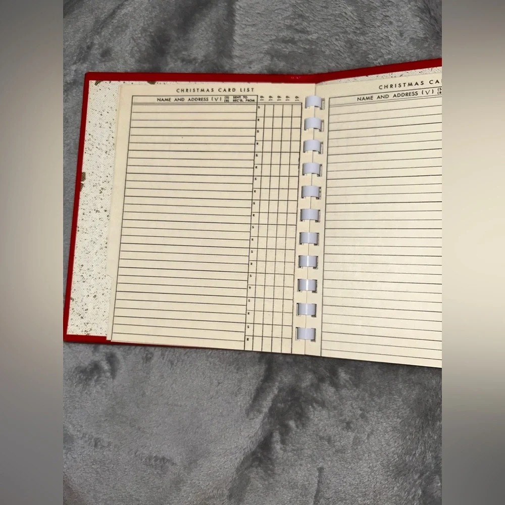 Vintage Christmas Card List Organizer Book 1960'S - Red Cover